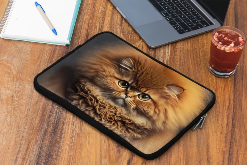 Fluffy Faced Cat on Dark Background Laptop Sleeve 2