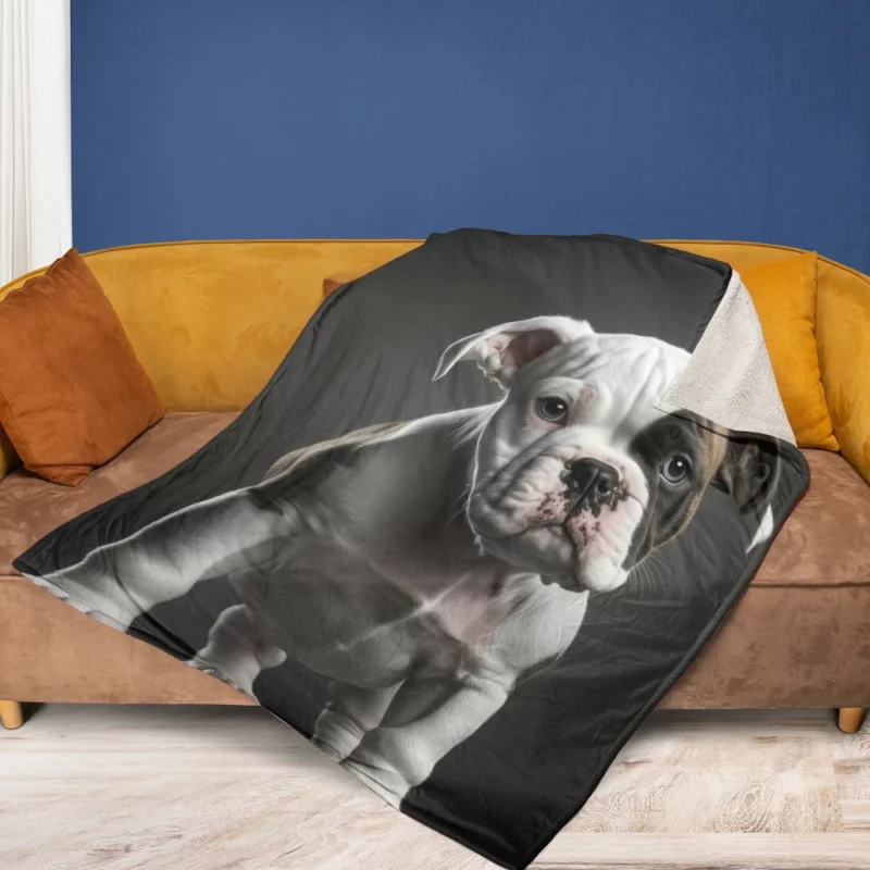 Funny American Bulldog Print Fleece Blanket 1