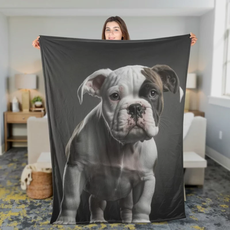 Funny American Bulldog Print Fleece Blanket 2