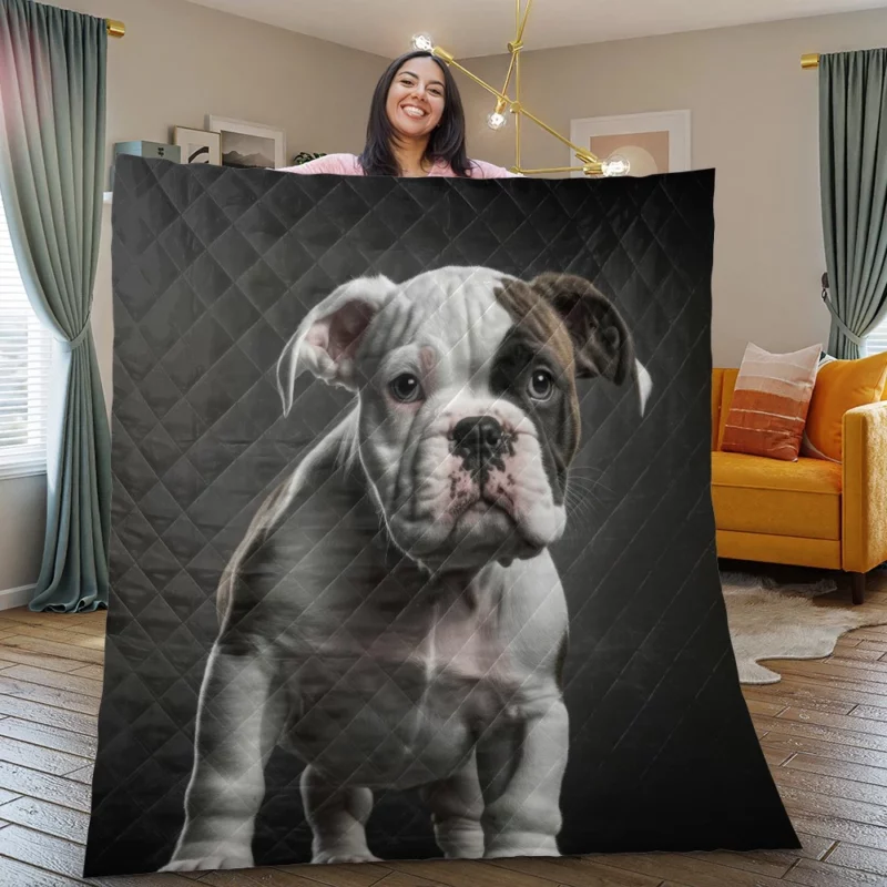Funny American Bulldog Print Quilt Blanket