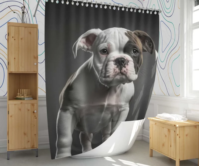 Funny American Bulldog Print Shower Curtain 1