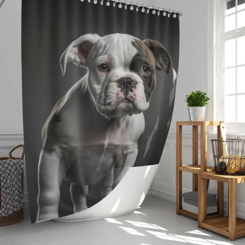 Funny American Bulldog Print Shower Curtain