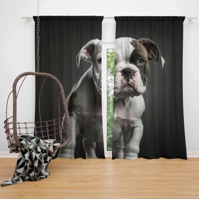 Funny American Bulldog Print Window Curtain