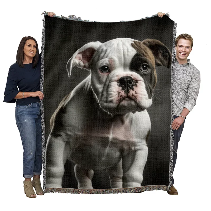 Funny American Bulldog Print Woven Blanket