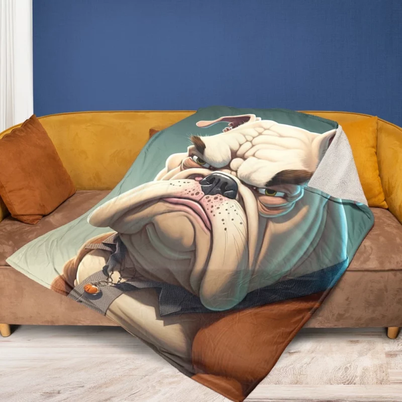 Funny Bulldog Picture Print Fleece Blanket 1