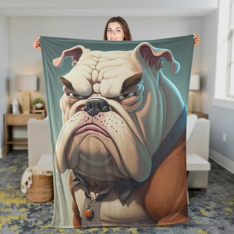 Funny Bulldog Picture Print Fleece Blanket 2