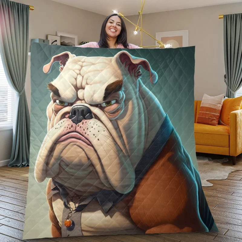 Funny Bulldog Picture Print Quilt Blanket