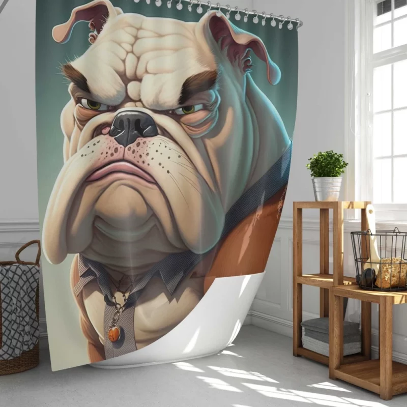 Funny Bulldog Picture Print Shower Curtain