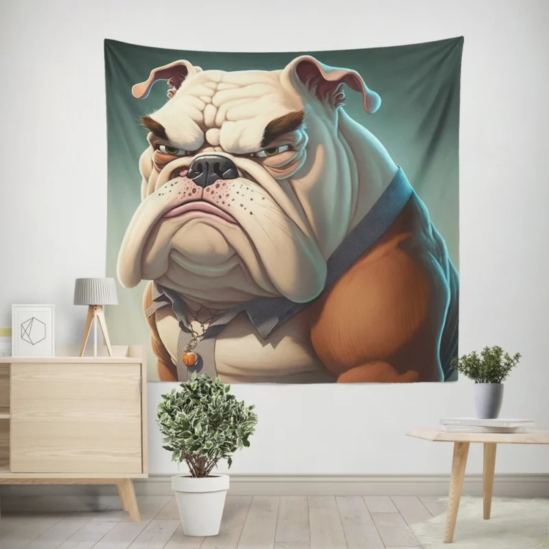 Funny Bulldog Picture Print Wall Tapestry