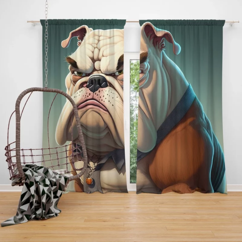 Funny Bulldog Picture Print Window Curtain