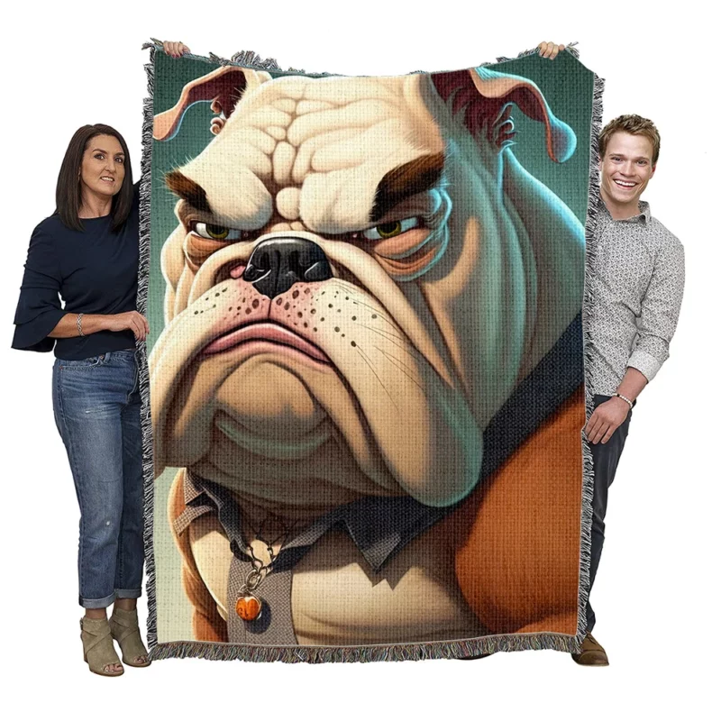 Funny Bulldog Picture Print Woven Blanket