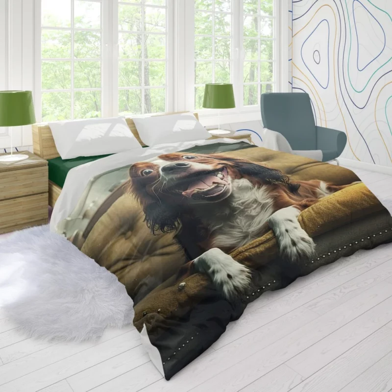 Funny Couch Potato Man Dog Duvet Cover