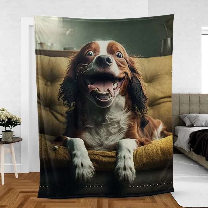 Funny Couch Potato Man Dog Fleece Blanket