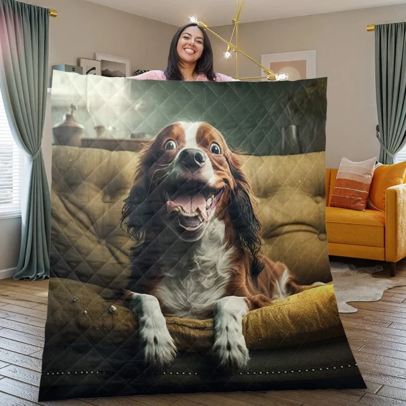 Funny Couch Potato Man Dog Quilt Blanket