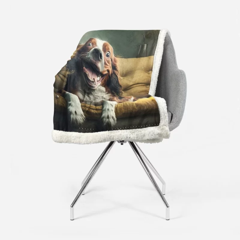 Funny Couch Potato Man Dog Sherpa Fleece Blanket 1