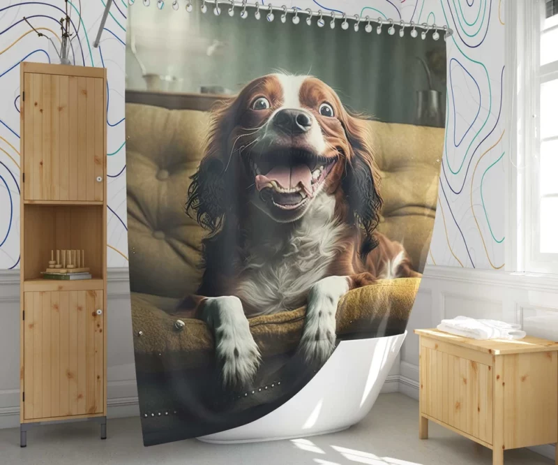 Funny Couch Potato Man Dog Shower Curtain 1