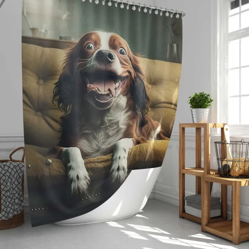 Funny Couch Potato Man Dog Shower Curtain