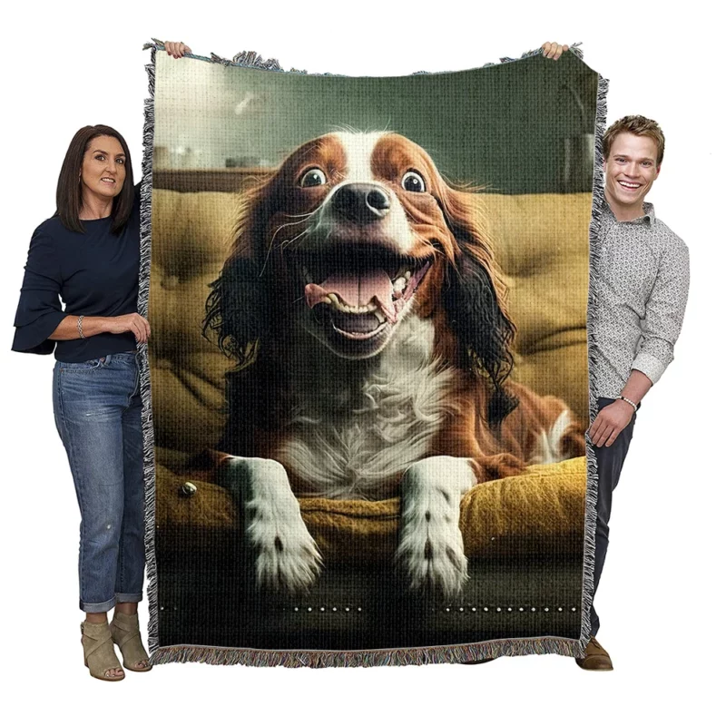 Funny Couch Potato Man Dog Woven Blanket