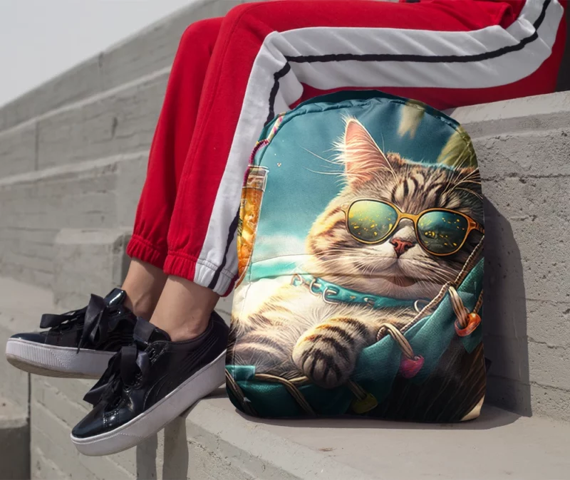 Funny Sunglasses Beach Cat Backpack 1