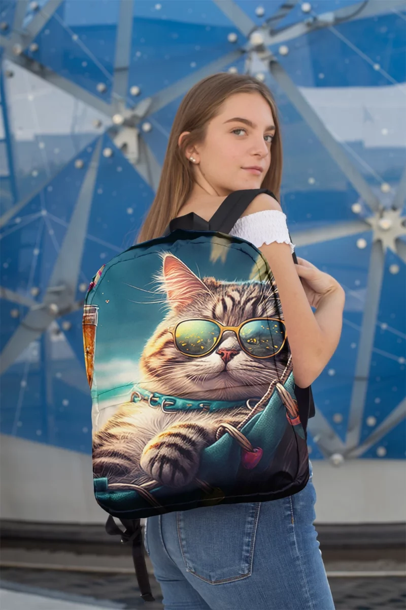 Funny Sunglasses Beach Cat Backpack 2