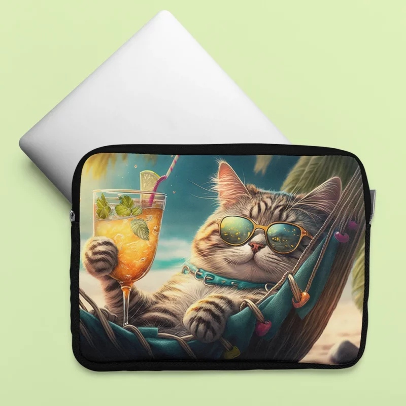 Funny Sunglasses Beach Cat Laptop Sleeve