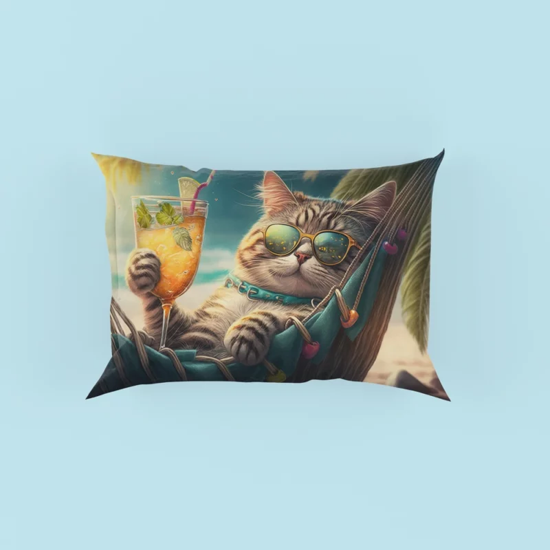 Funny Sunglasses Beach Cat Pillow Cases