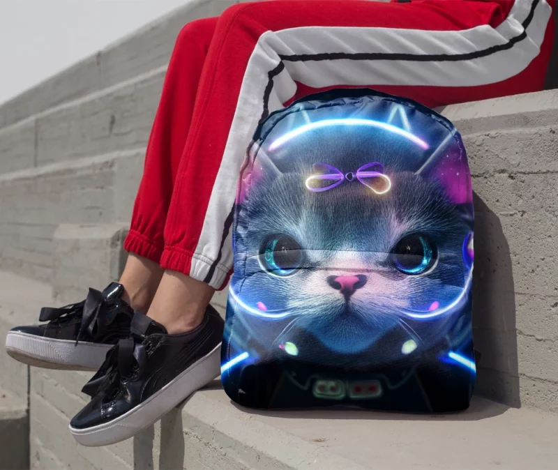 Futuristic 3D Cat Portrait Backpack 1