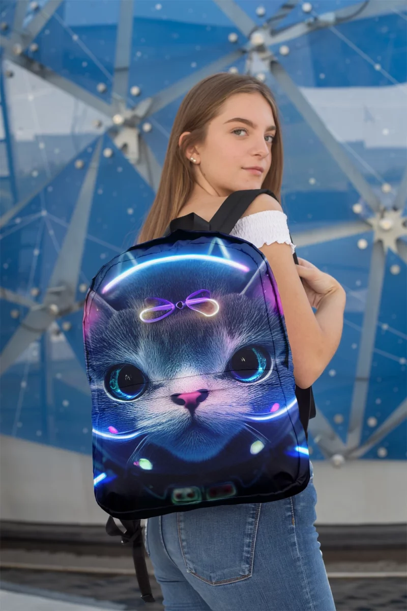 Futuristic 3D Cat Portrait Backpack 2