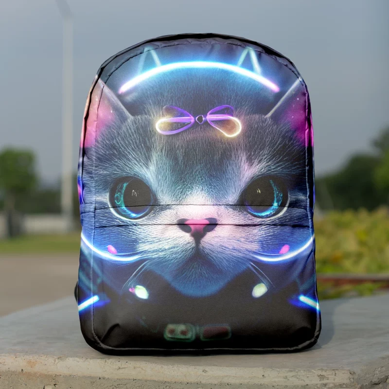 Futuristic 3D Cat Portrait Backpack