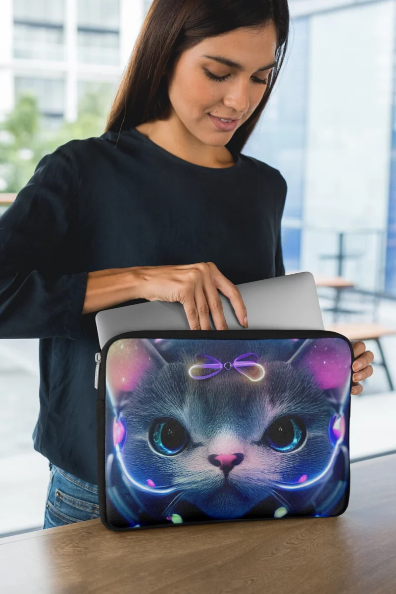 Futuristic 3D Cat Portrait Laptop Sleeve 1