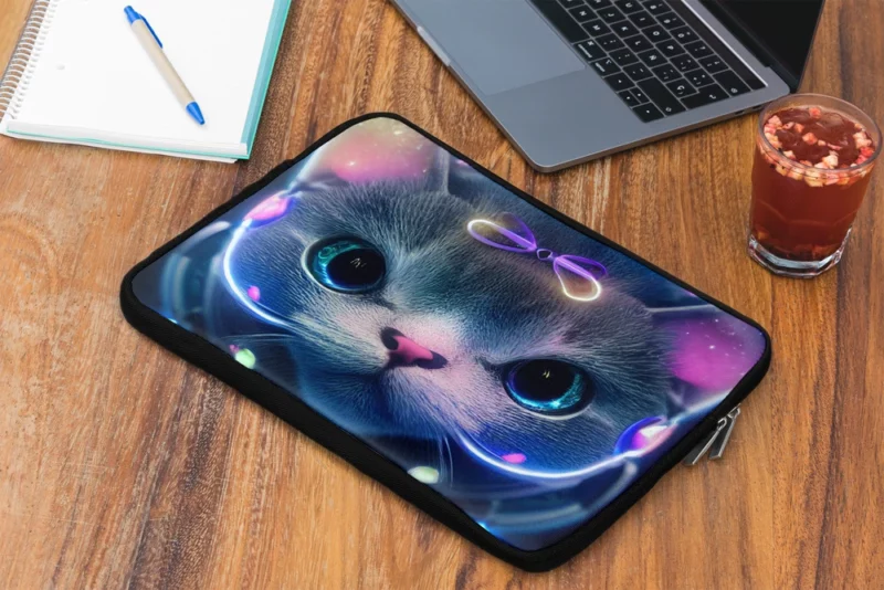 Futuristic 3D Cat Portrait Laptop Sleeve 2