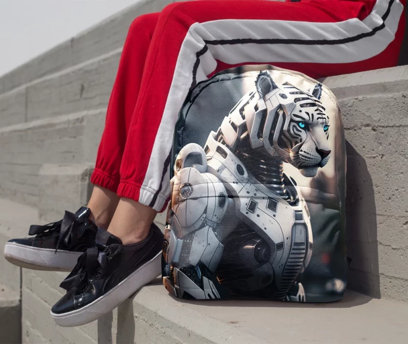 Futuristic City Robot Tiger Backpack 1