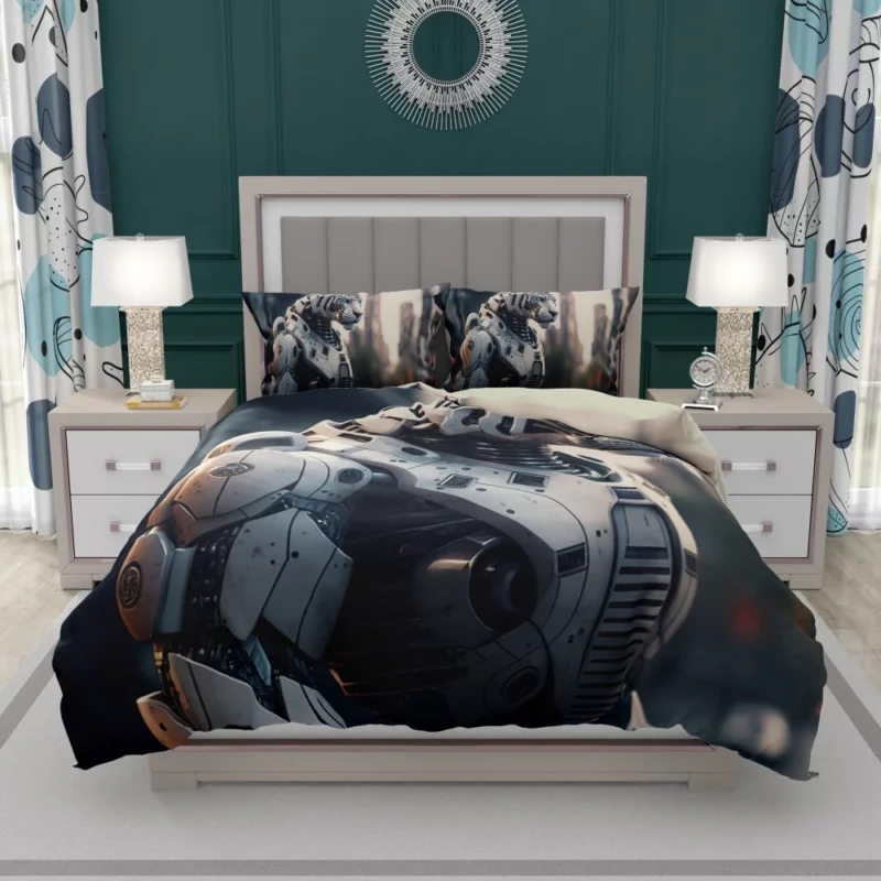 Futuristic City Robot Tiger Bedding Set 1