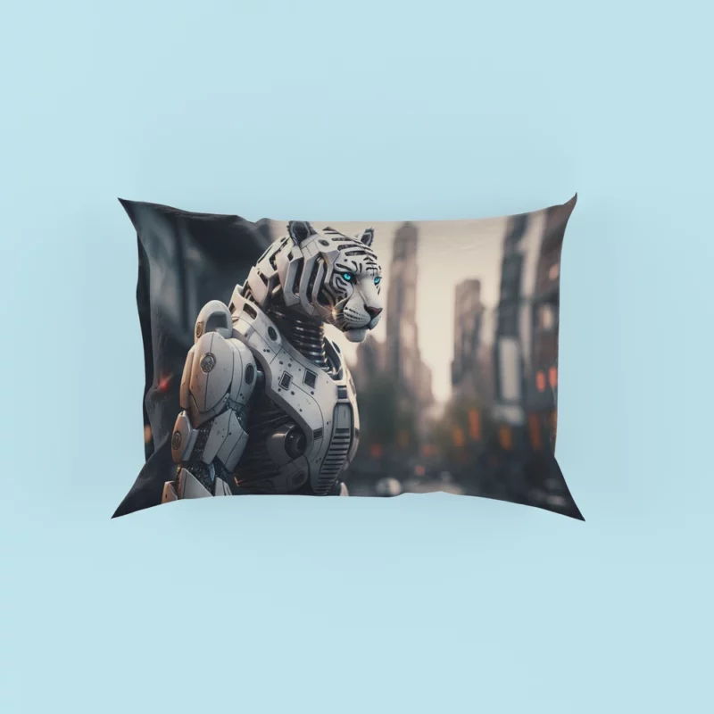 Futuristic City Robot Tiger Pillow Cases