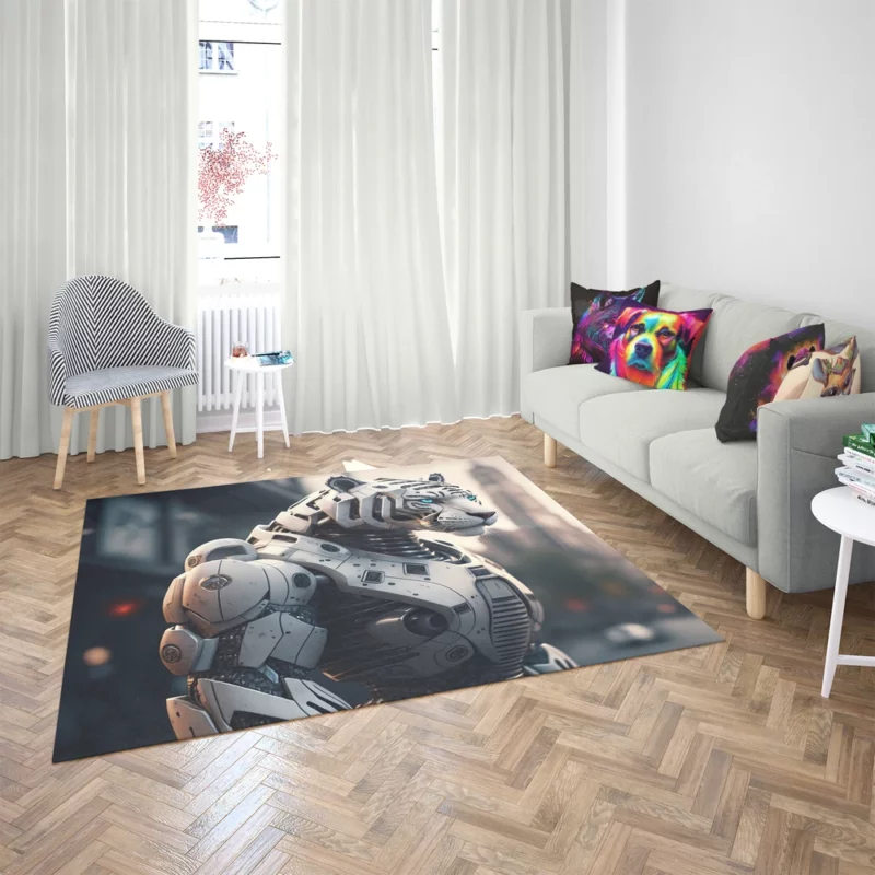 Futuristic City Robot Tiger Rug 2