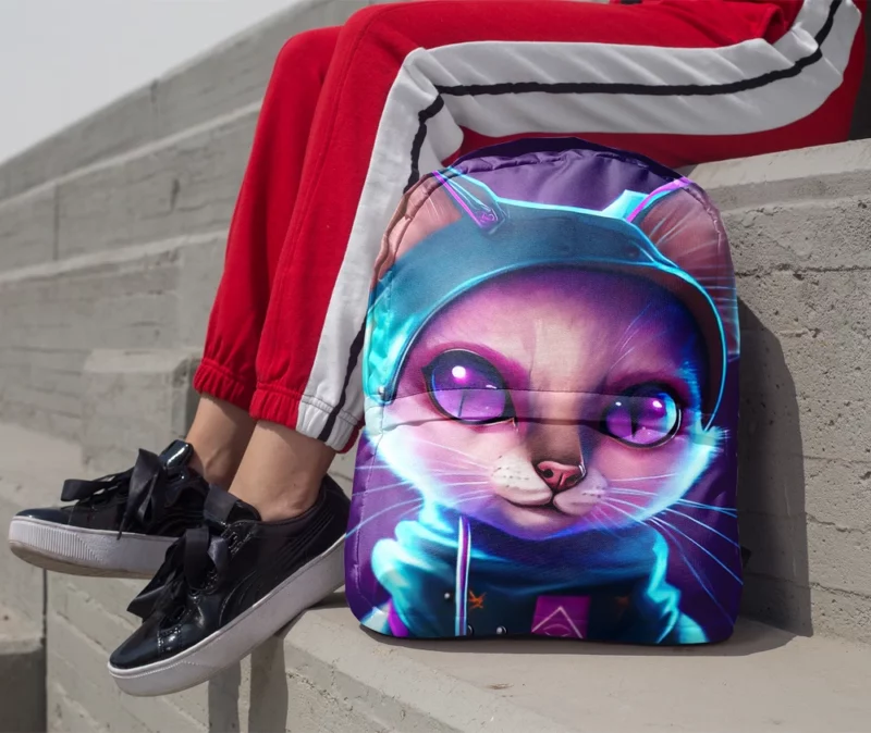 Futuristic Cyber Cat Illustration Backpack 1