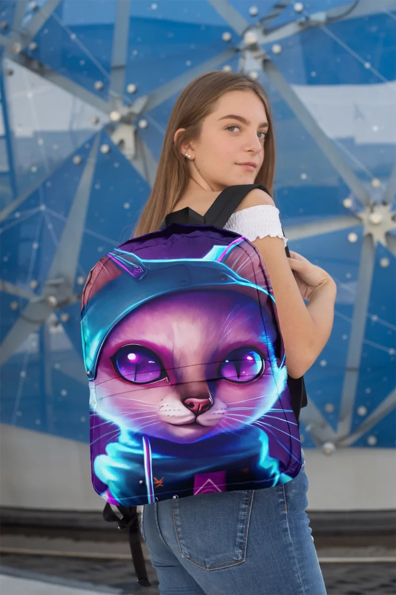 Futuristic Cyber Cat Illustration Backpack 2