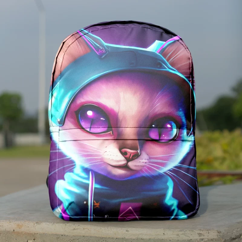 Futuristic Cyber Cat Illustration Backpack