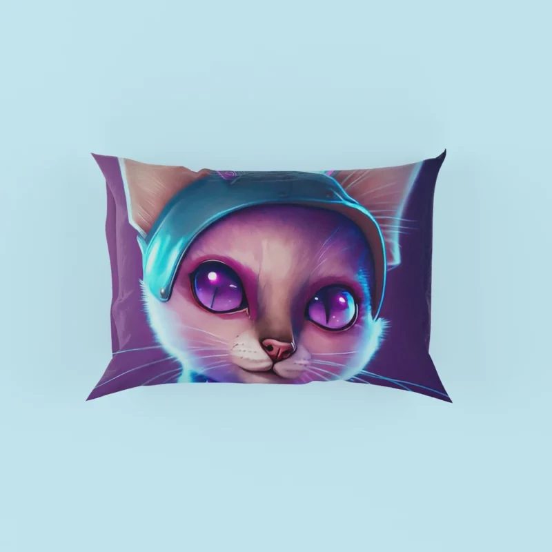 Futuristic Cyber Cat Illustration Pillow Cases