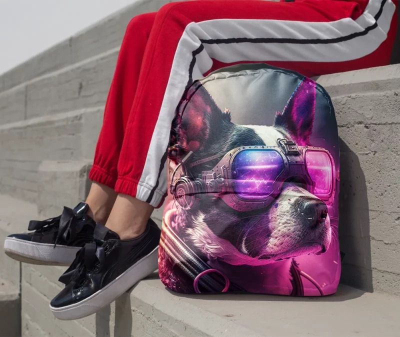 Futuristic Neon Dog Portrait Backpack 1
