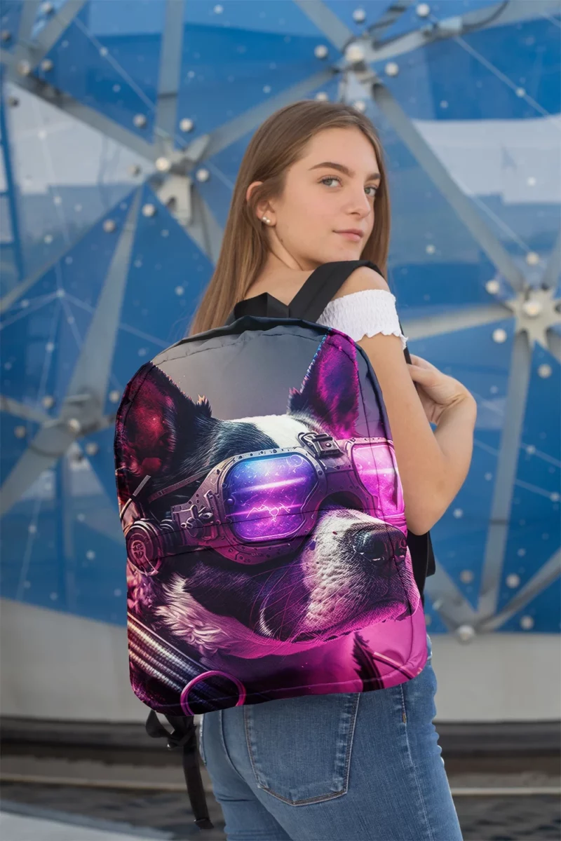 Futuristic Neon Dog Portrait Backpack 2