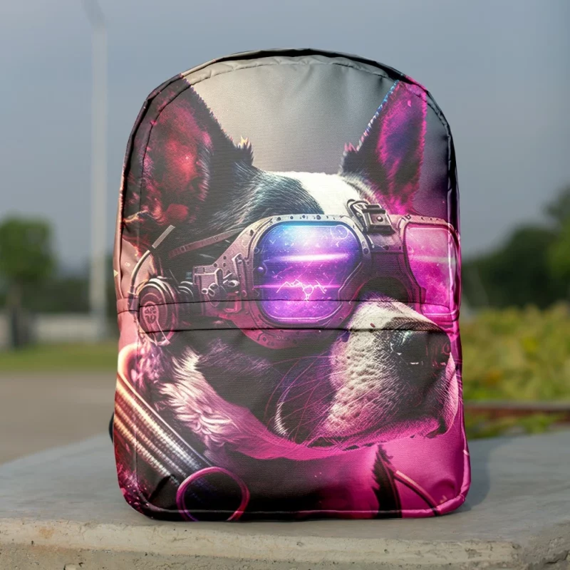 Futuristic Neon Dog Portrait Backpack
