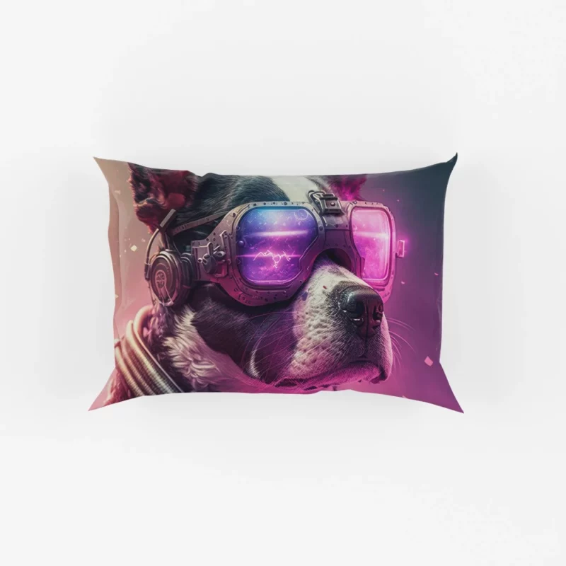 Futuristic Neon Dog Portrait Pillow Cases