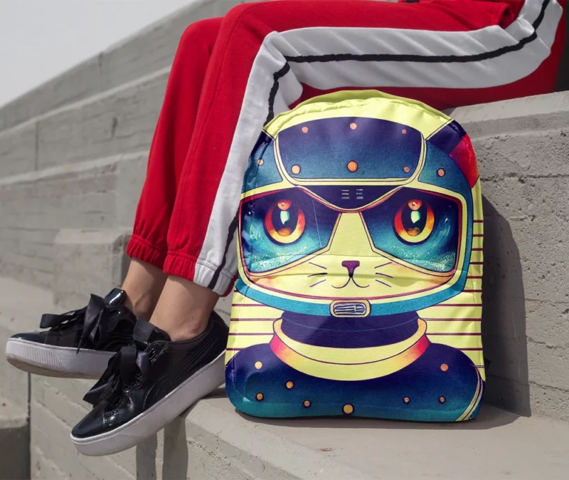Futuristic Robot Cat Portrait Backpack 1