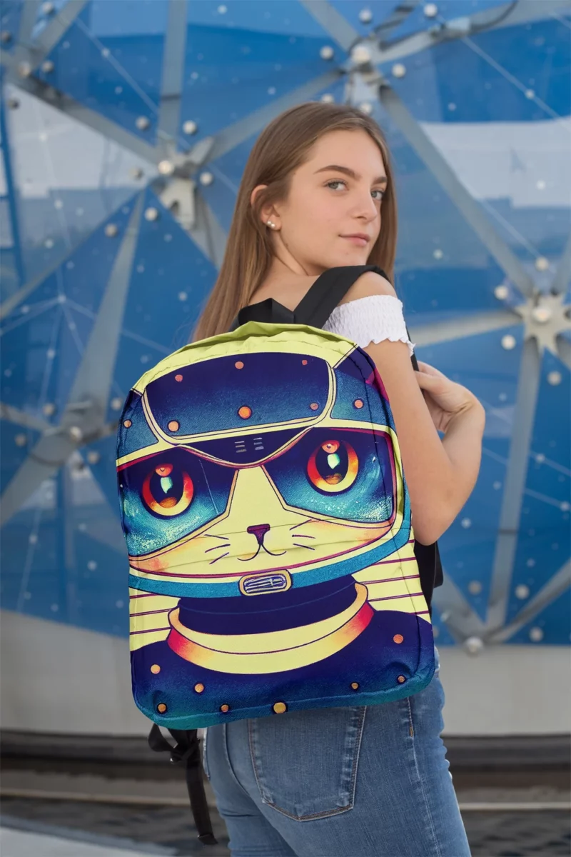 Futuristic Robot Cat Portrait Backpack 2