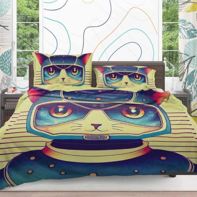 Futuristic Robot Cat Portrait Bedding Set