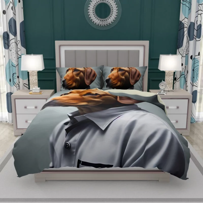 Futuristic Robot Dog Scientist Print Bedding Set 1