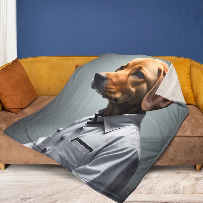 Futuristic Robot Dog Scientist Print Fleece Blanket 1