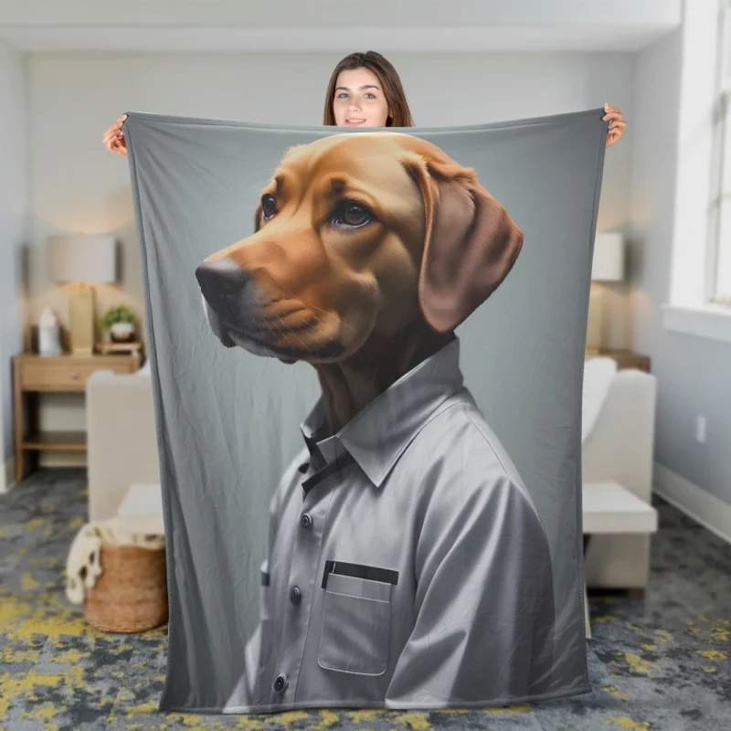 Futuristic Robot Dog Scientist Print Fleece Blanket 2