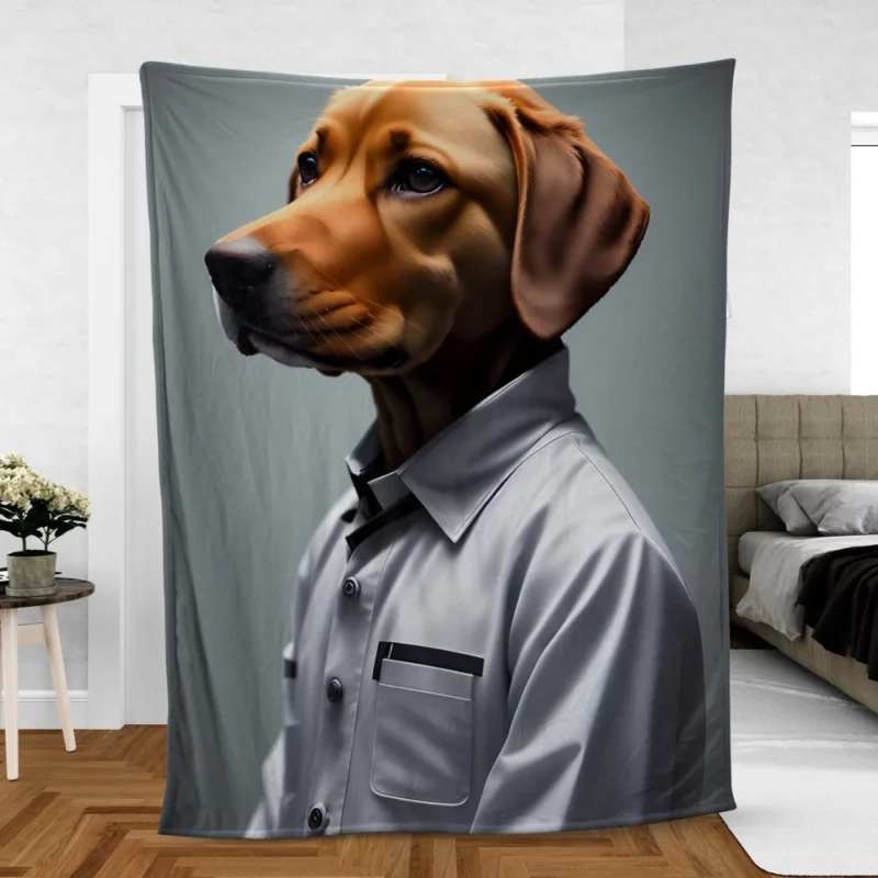 Futuristic Robot Dog Scientist Print Fleece Blanket